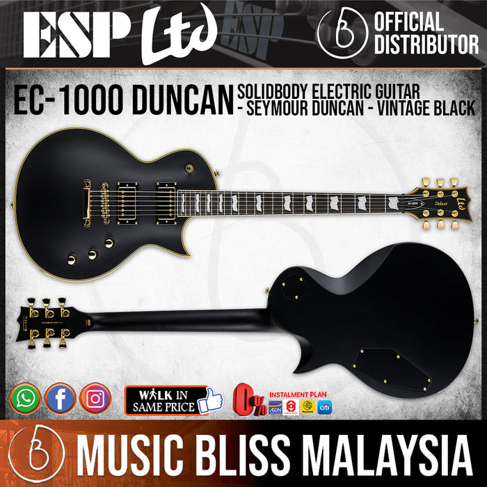 ESP LTD EC-1000 with Seymour Duncan Pickups - Vintage Black - Music Bliss Malaysia