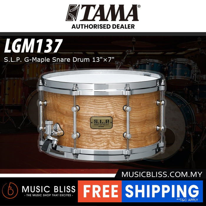Tama LGM137 SLP G-Maple Snare, Satin Tamo Ash with Chrome Hardware - 7" x 13"