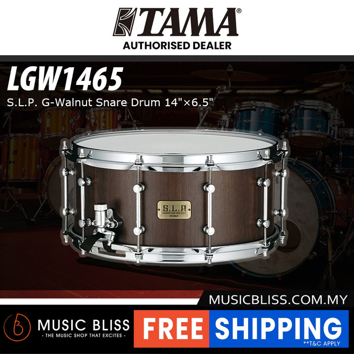 Tama LGW1465 SLP G-Walnut Snare Drum - 6.5" x 14" - Matte Black Walnut