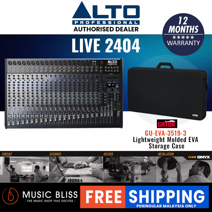 Alto LIVE 2404 24-Channel 4-Bus Mixer with Gator GU-EVA-3519-3 Lightweight Storage Case - Music Bliss Malaysia