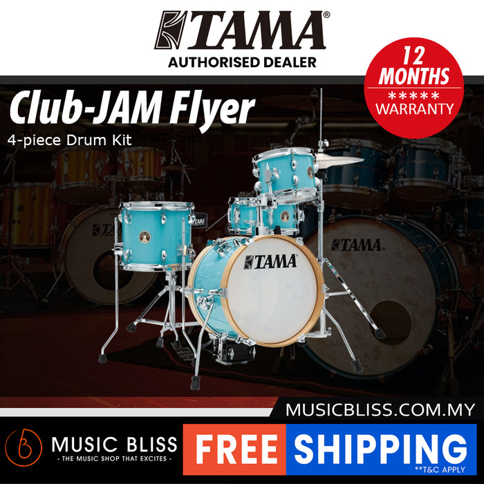 Tama LJK44H4 Club-JAM Flyer 4-Piece Drum Kit with Hardware and Throne - Aqua Blue