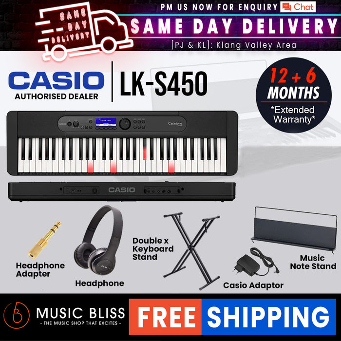 Casio LK-S450 61-key Arranger Keyboard with FREE Keyboard Stand - Music Bliss Malaysia