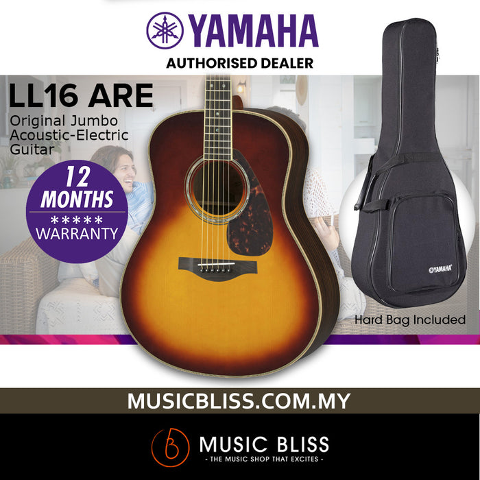 Yamaha LL16 ARE Original Jumbo Acoustic-Electric Guitar with FREE Hard Bag Package - Natural