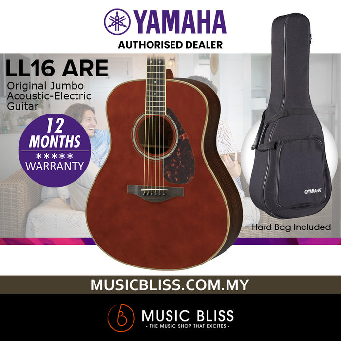 Yamaha LL16 ARE Original Jumbo Acoustic-Electric Guitar with FREE Hard Bag Package - Natural