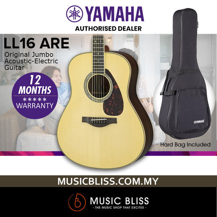 Yamaha LL16 ARE Original Jumbo Acoustic-Electric Guitar with FREE Hard Bag Package - Natural