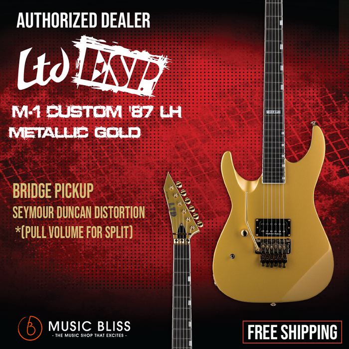 ESP LTD M-1 Custom '87 Left Handed Electric Guitar - Metallic Gold - Music Bliss Malaysia