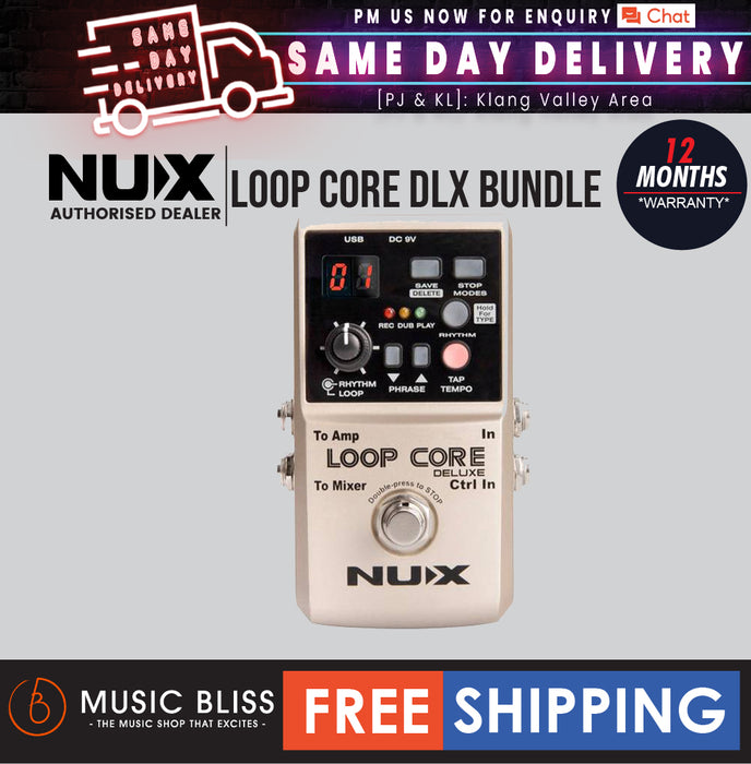 NUX Loop Core Deluxe Effect Drum Rhytm Pedal Bundle with NMP-2 Dual Footswitch - Music Bliss Malaysia
