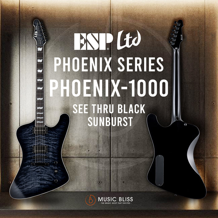 ESP LTD Phoenix-1000 QM Electric Guitar - See-thru Black Sunburst
