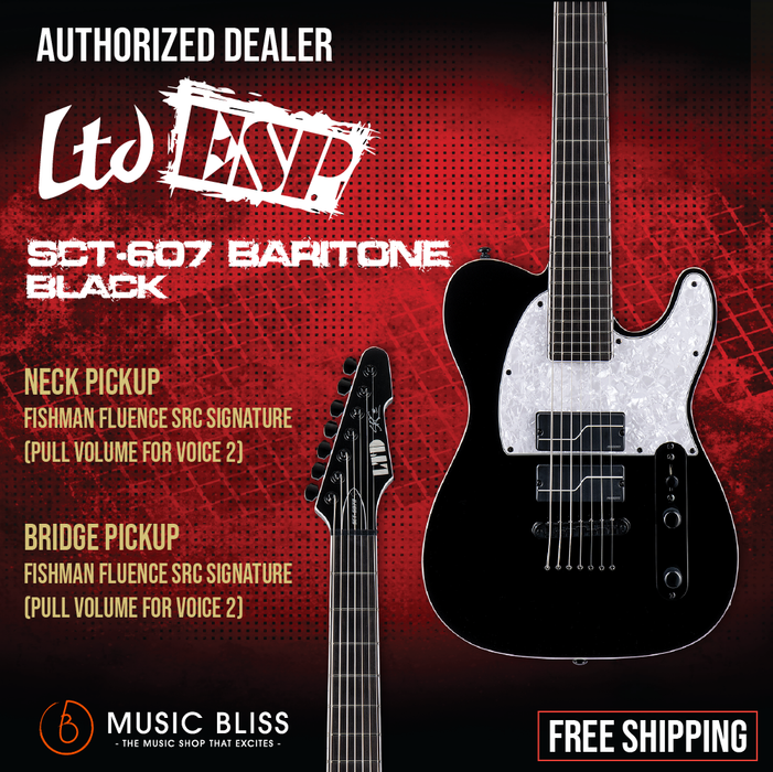 ESP LTD SCT-607B Stephen Carpenter Signature 7-string Baritone Electric Guitar - Black - Music Bliss Malaysia