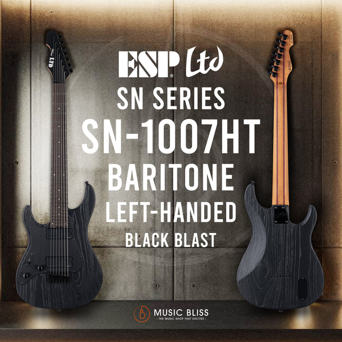 ESP LTD SN-1007 HT Baritone Left-Handed Electric Guitar - Black Blast