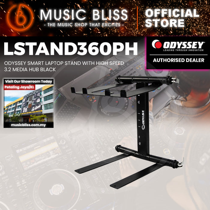 ODYSSEY Pioneer Smart Laptop Stand with High Speed 3.2 Media Hub Black