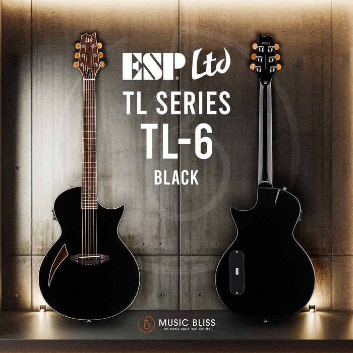 ESP LTD TL-6 Thinline Series Acoustic-Electric Guitar - Black