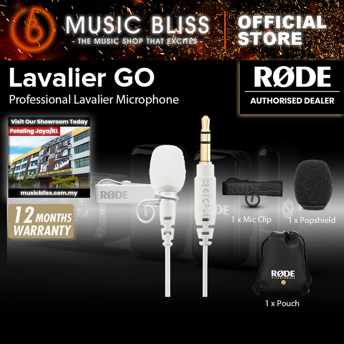 Rode Lavalier GO Omnidirectional Lavalier Microphone for Wireless GO Systems - White