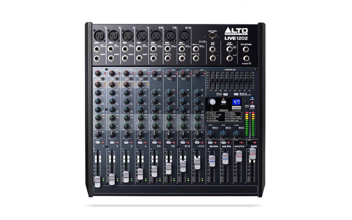 Alto LIVE 1202 12-Channel 2-Bus Mixer - Music Bliss Malaysia