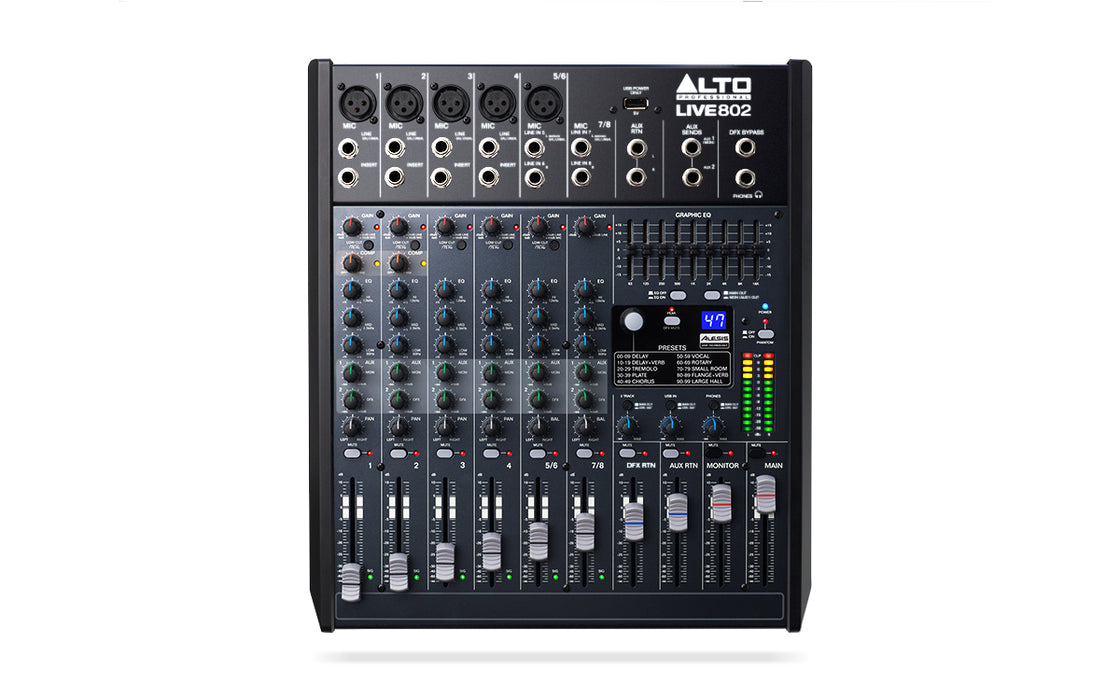 Alto LIVE 802 8-Channel 2-Bus Mixer with Gator G-MIXERBAG-1515 Mixer Bag - Music Bliss Malaysia