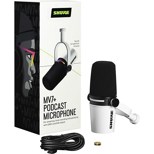 Shure MV7+ Hybrid Podcast Microphone - White