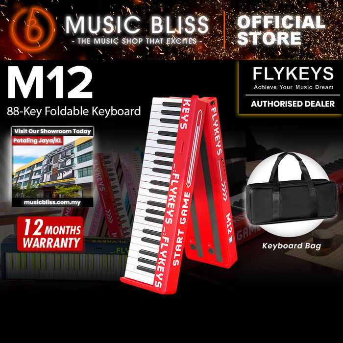 Flykeys M12 88-key Piano Keyboard & Rechargeable, Basic Package - Red