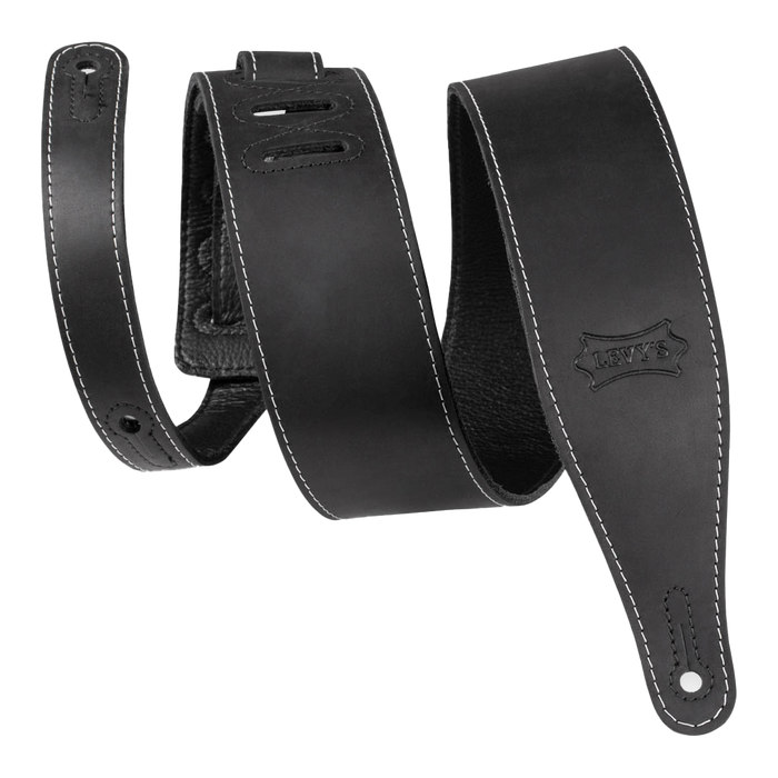 Levy's M17BASBLK 2.5-inch Wide Butter Leather Guitar Strap - Black