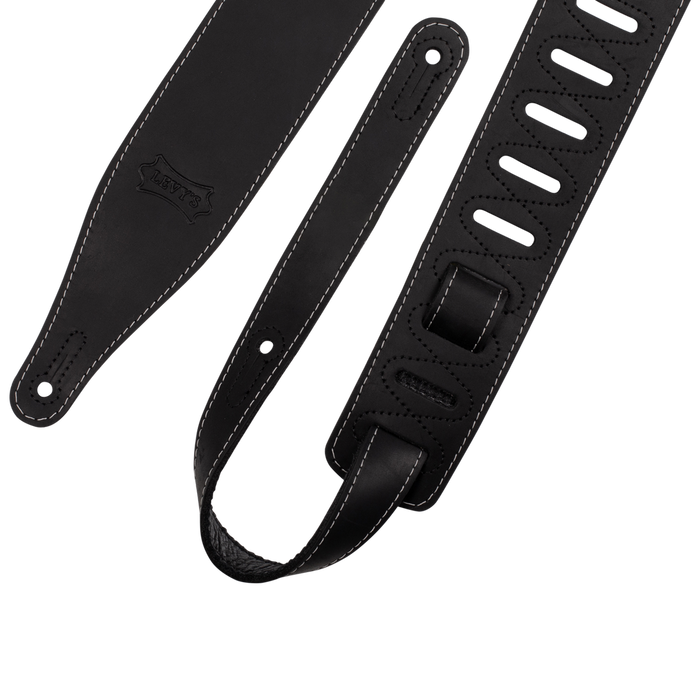 Levy's M17BASBLK 2.5-inch Wide Butter Leather Guitar Strap - Black