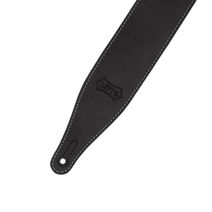 Levy's M17BASBLK 2.5-inch Wide Butter Leather Guitar Strap - Black