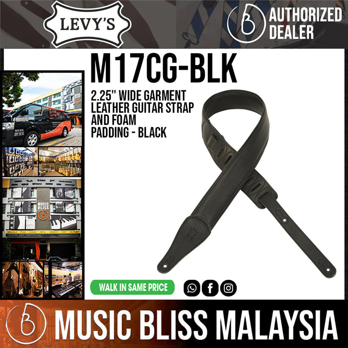 Levy's M17CG Garment Leather Guitar Strap - Black - Music Bliss Malaysia