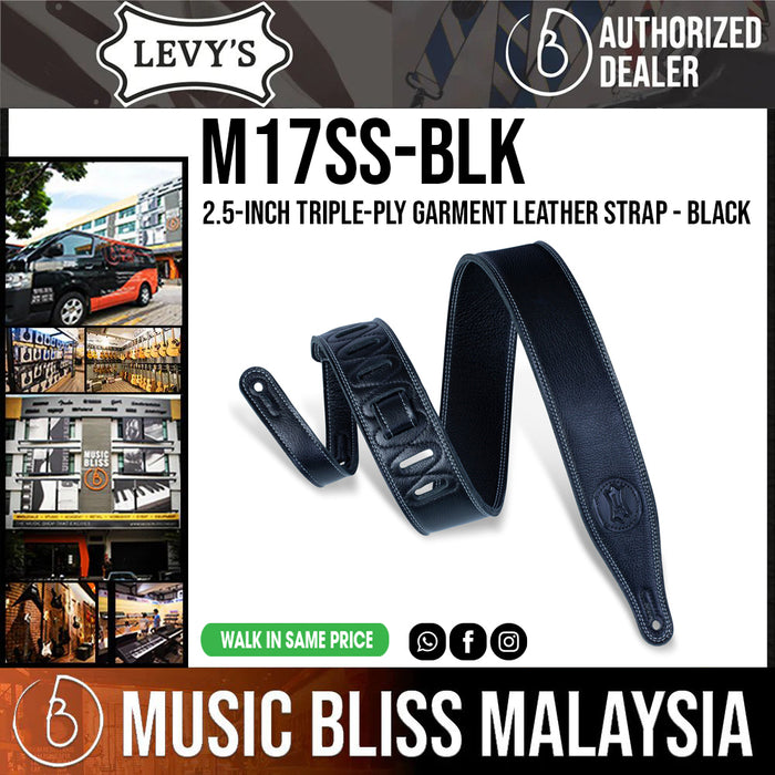 Levy's M17 2.5-inch Triple-Ply Garment Leather Strap - Black - Music Bliss Malaysia