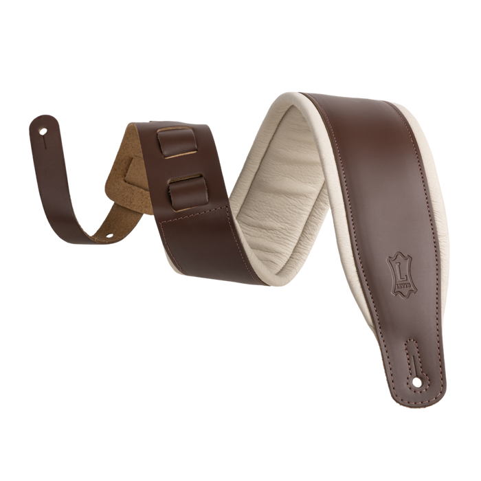 Levy's M26PD-BRN_CRM Top Grain Leather Guitar Strap - Brown and Cream