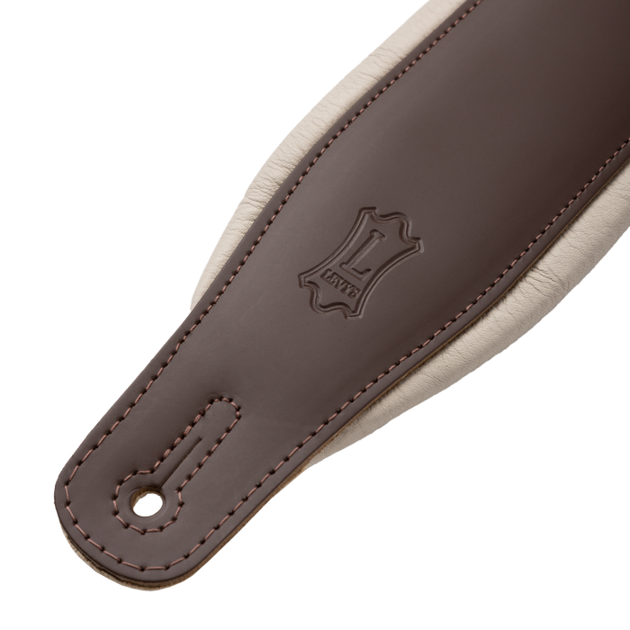 Levy's M26PD-BRN_CRM Top Grain Leather Guitar Strap - Brown and Cream