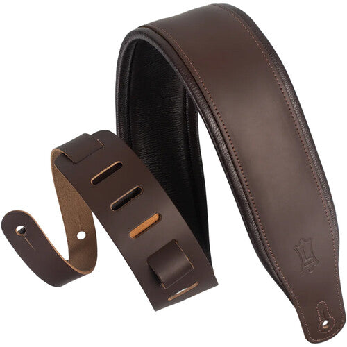 Levy's M26PD-DBR_DBR Top Grain Leather Guitar Strap - Dark Brown