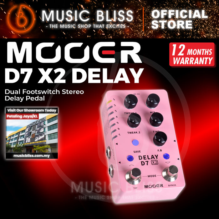 Mooer D7 X2 Dual Footswitch Stereo Delay Pedal