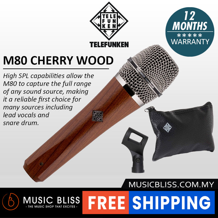 Telefunken M80 Supercardioid Dynamic Handheld Vocal Microphone - Cherry Wood