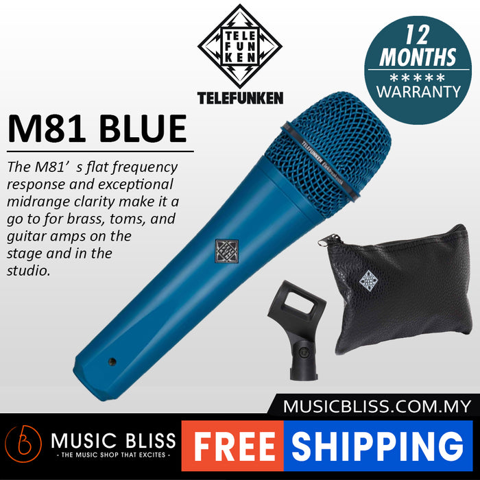 Telefunken M81 Supercardioid Dynamic Handheld Vocal Microphone - Blue