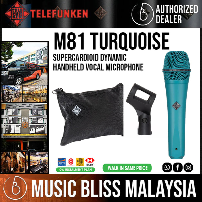 Telefunken M81 Supercardioid Dynamic Handheld Vocal Microphone - Turquoise - Music Bliss Malaysia