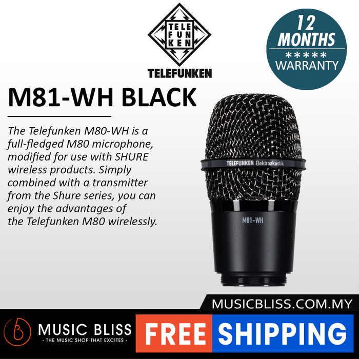 Telefunken M81-WH Wireless Capsule for Telefunken M81 Dynamic Mic - Black