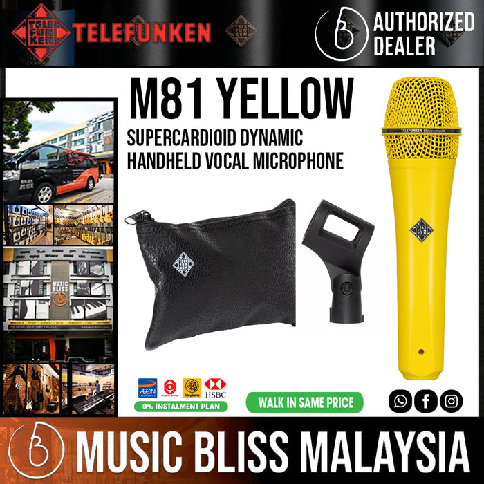 Telefunken M81 Supercardioid Dynamic Handheld Vocal Microphone - Yellow - Music Bliss Malaysia
