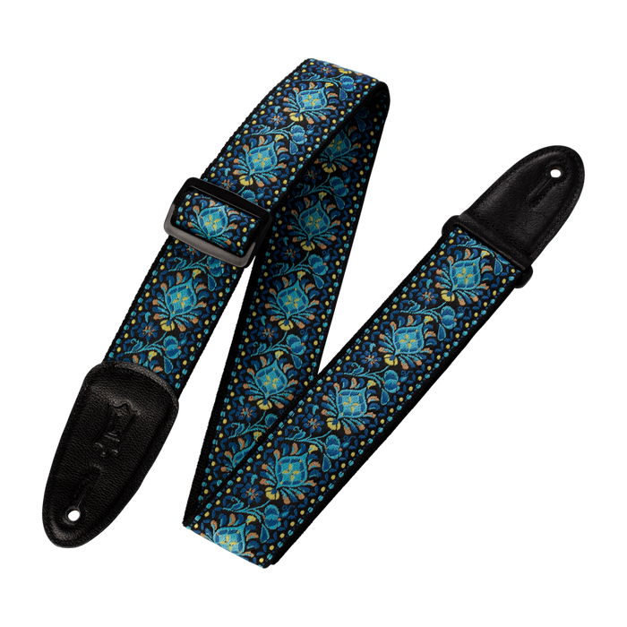 Levy's M8HT 2-inch Jacquard Weave Guitar Strap - Blue and Yellow Floral