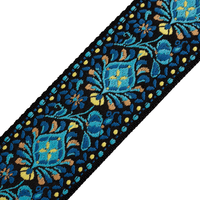 Levy's M8HT 2-inch Jacquard Weave Guitar Strap - Blue and Yellow Floral