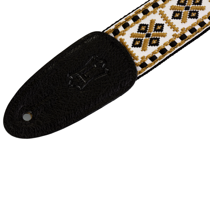 Levy's M8HT 2-inch Jacquard Weave '60s Hootenanny Guitar Strap - Gold and White Diamond