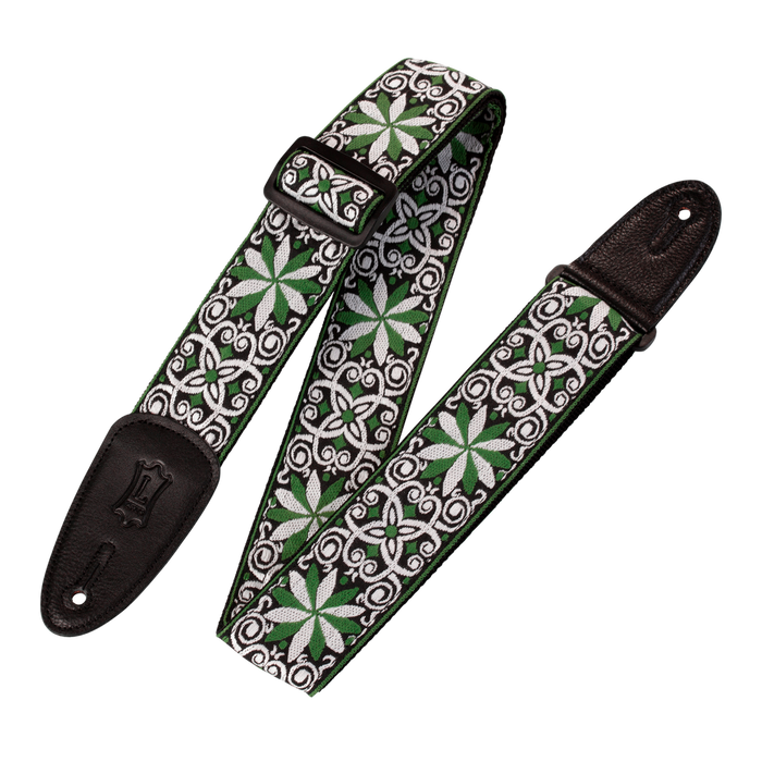 Levy's M8HT 2-inch Jacquard Weave Guitar Strap - Green and White Floral