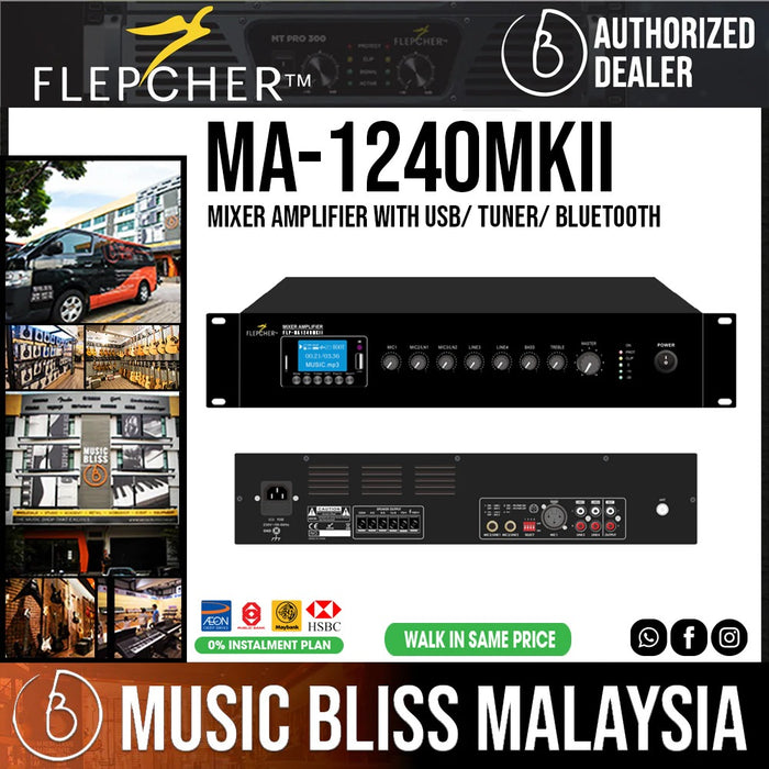Flepcher MA-1240 MKII Mixer Amplifier with USB/ Tuner/ Bluetooth - Music Bliss Malaysia