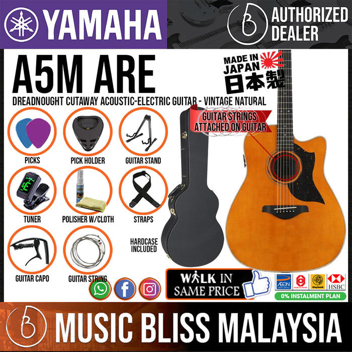 Yamaha A5M ARE Dreadnought Cutaway Acoustic-Electric Guitar with Hardcase - Vintage Natural [MADE IN JAPAN]