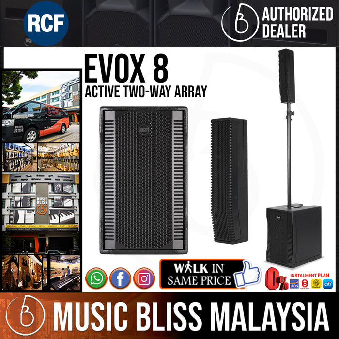 RCF EVOX 8 Compact Active Two-Way PA Speaker With Bass System - Music Bliss Malaysia