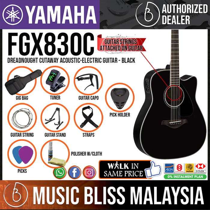 Yamaha FGX830C Dreadnought Cutaway Acoustic-Electric Guitar
