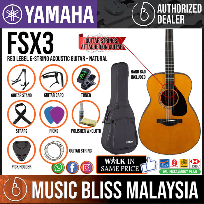 Yamaha Red Label FSX3 Acoustic-Electric Guitar with Hard Bag - Natural