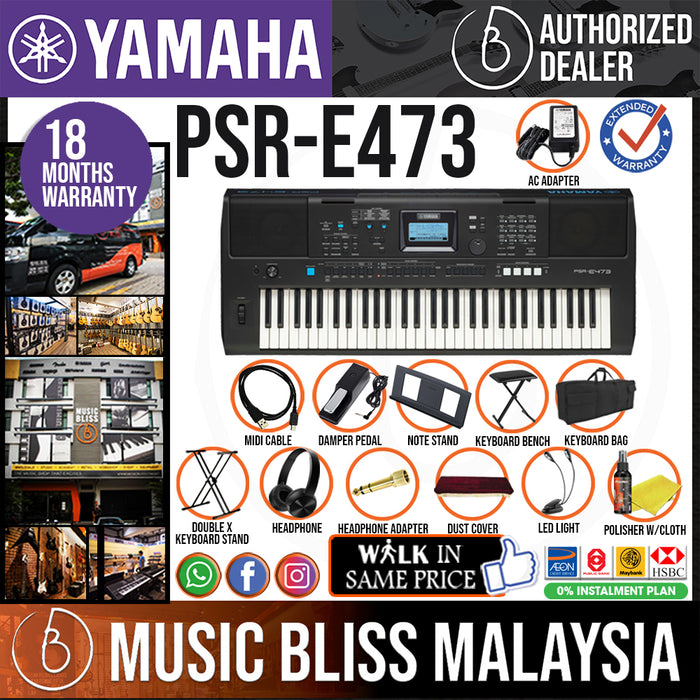 E473 Yamaha Keyboards PSR-E473 61-Keys Portable Keyboard with Original ...