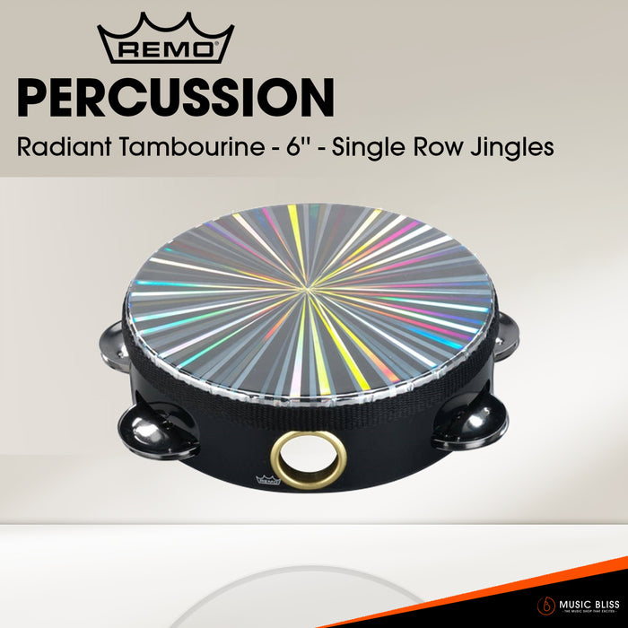 Remo Radiant Tambourine - 6'' - Single Row Jingles