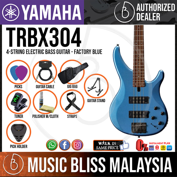 Yamaha TRBX304 4-string Electric Bass Guitar - Factory Blue