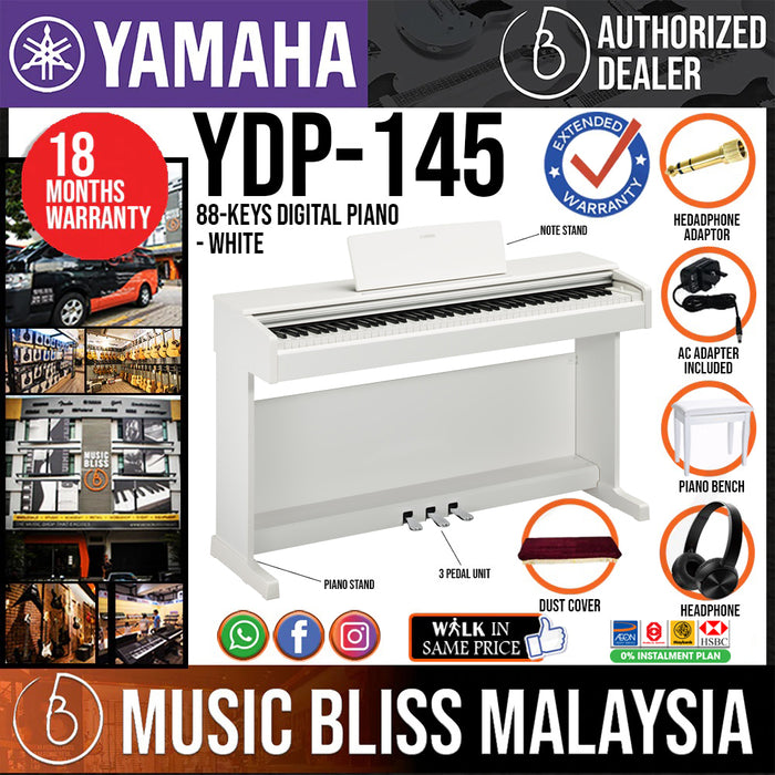 Yamaha Arius YDP-145 88-Keys Digital Piano with FREE Bench - White