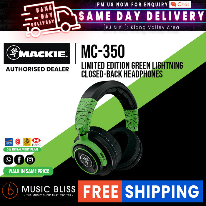 Mackie MC-350 Professional Closed-back Headphones - Green Lightning Limited Edition - Music Bliss Malaysia