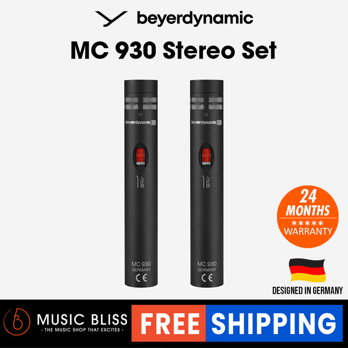 Beyerdynamic MC 930 Stereo Set True Condenser Cardioid Microphone Stereo Set with Elastic Suspensions, 2 Wind Shields and Rugged Plastic Case - Music Bliss Malaysia